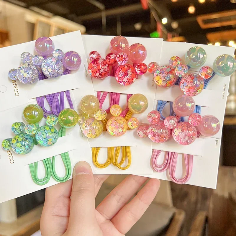 2PCS Christmas gift Head Girls Lovely Elastic Hair Bands Princess Hair Accessories Children Hair Ties Baby Headwear