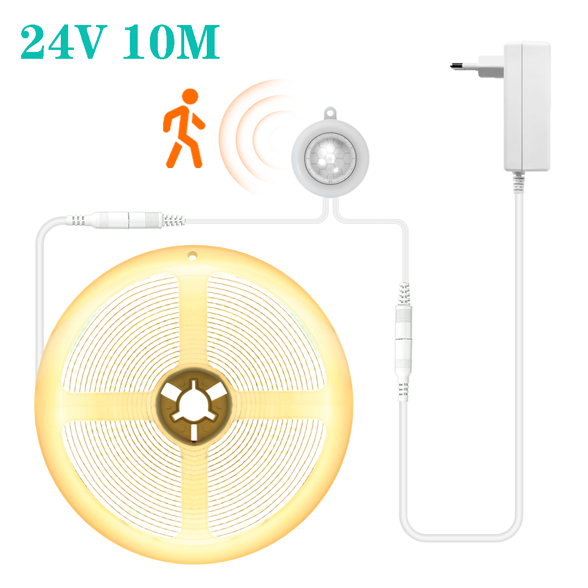 24V 10M Smart PIR Motion Sensor COB LED Strip Light Flexible Diode Tape Light For DIY Kitchen Christmas Backlight Lamp Decor lightify