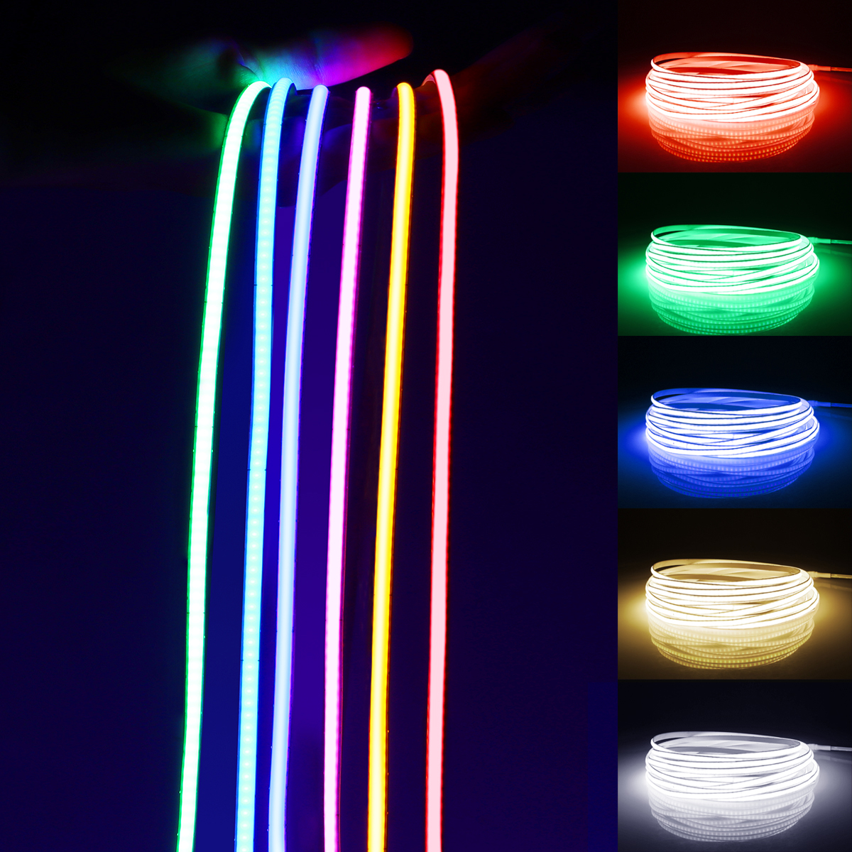 Ultra Thin DC 12V Colorful COB LED Strip Lights for Home Decor Car DIY Blue/Pink/Red/Purple High Density Neon LED Tape 5mm 1-5m
