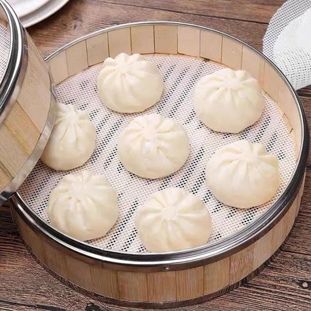 3PCS/set Reusable Silicone Non-Stick Steamer Liners, Round Steaming Mat for Bamboo Steamer Cooking, Heat Resistant Kitchen