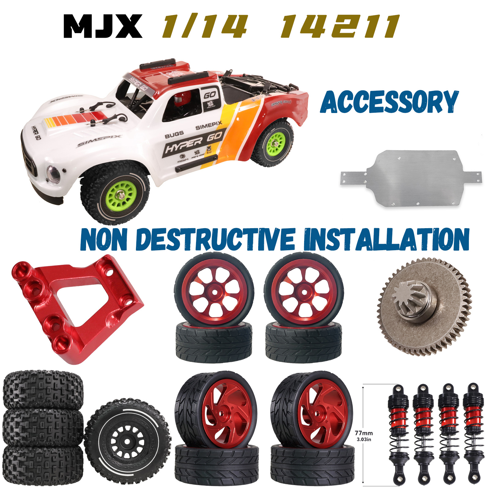 MJX 1/14 14211 Remote control car metal upgrade and modification accessories, servo, chassis, armor, shock absorbers, tires