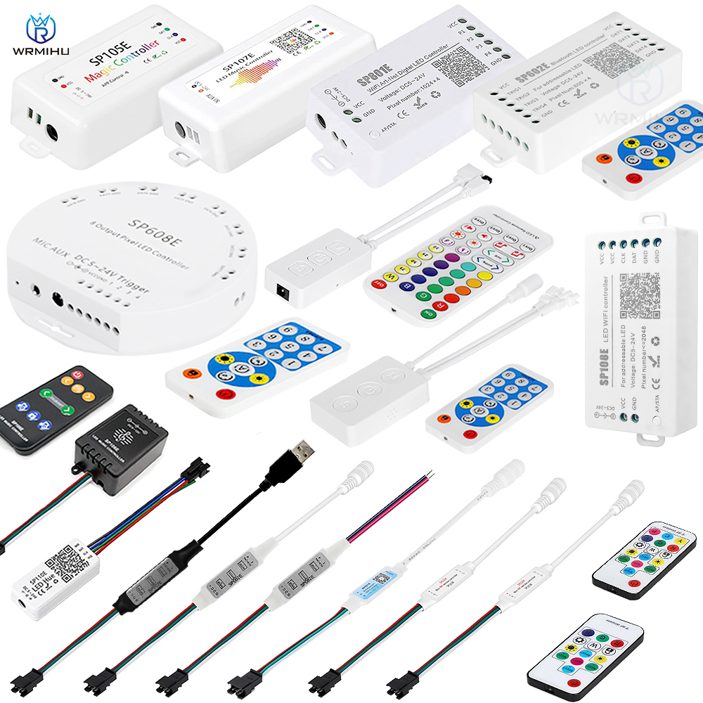 WS2812B WS2811 SK6812 LED Pixels Strip Light Controller Blue tooth SP105E SP110E SP108E SP501E WIFI Music SP107E SP601E DC5V-24V