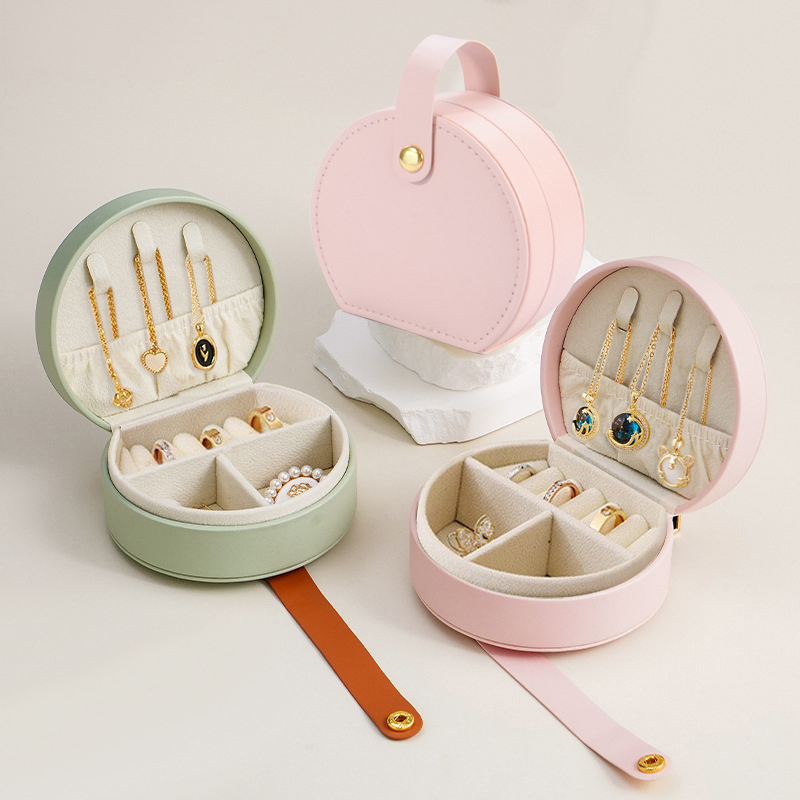 1pc Portable Semi Circle Jewelry Organizer Handbag Shaped Mini Storage Box for Earrings Necklaces Rings Travel