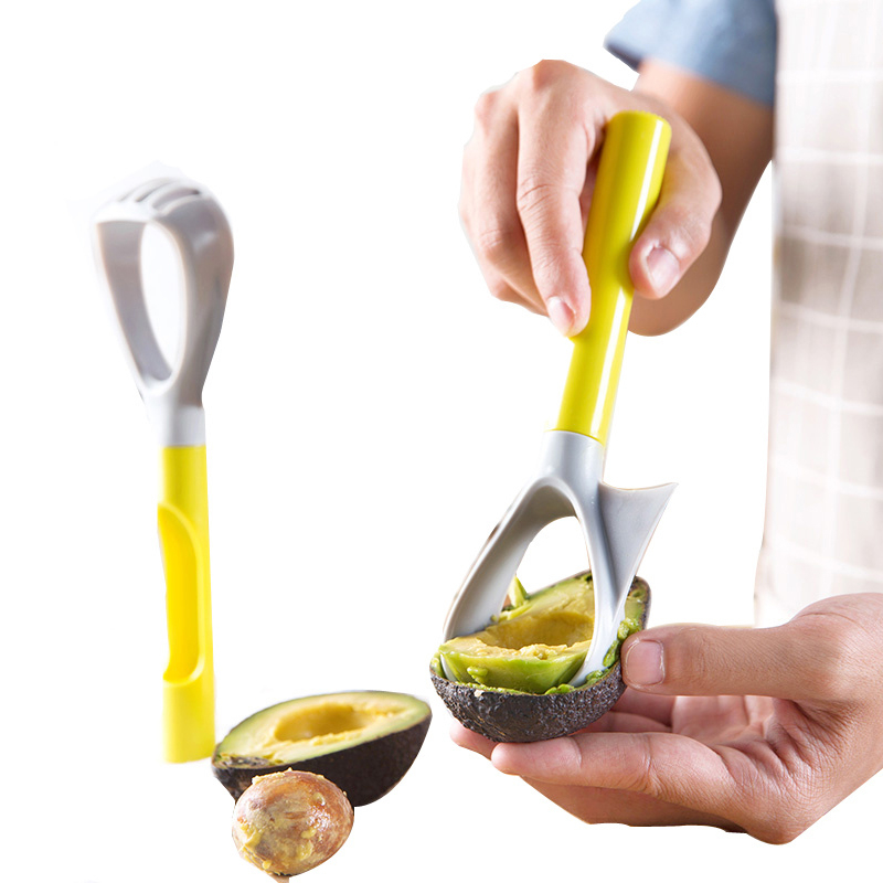 LMETJMA Multifunction 5 in 1 Avocado Slicer Plastic Fruit Pitter Corer Scoop Vegetable Fruit Masher KC0809-4
