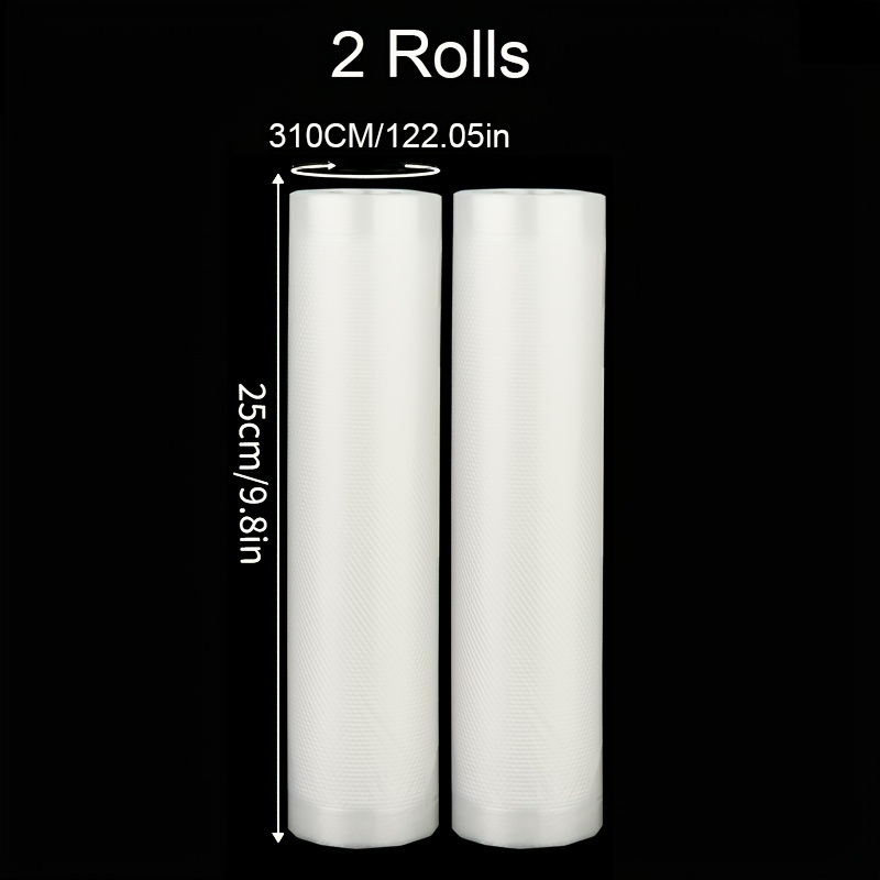 2 Rolls Heavy-Duty Vacuum Sealer Bags with 310cm Length Plastic Storage Bags, Compatible with All Vacuum Seal Machines