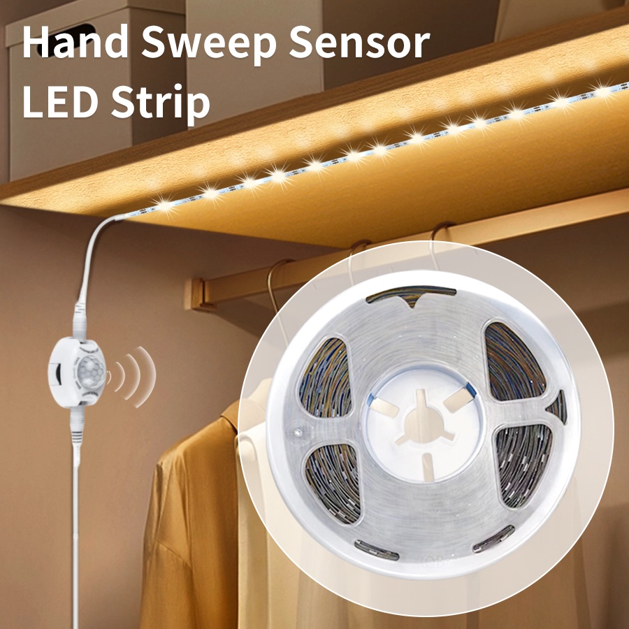 LED Light Closet 1M-5M with PIR Motion Sensor Night Light 12V 2835 LED Strip for Kitchen Bedroom Bathroom Stair Smart Lamp