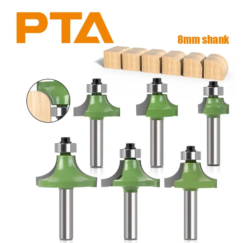 1PC/6PCS 8mm Shank Straight End Mill Trimmer Cleaning Flush Trim Corner Round Cove Box Bits Tool Milling Cutter Woos Working Bit