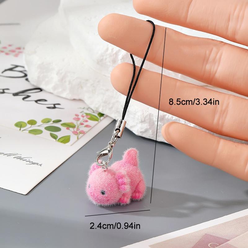 Flocking Penguin Hippopotamus Animal Keychains Phone Lanyard Resin Cute Tiger Beaver Bear Rhinoceros Bag Earphone Case