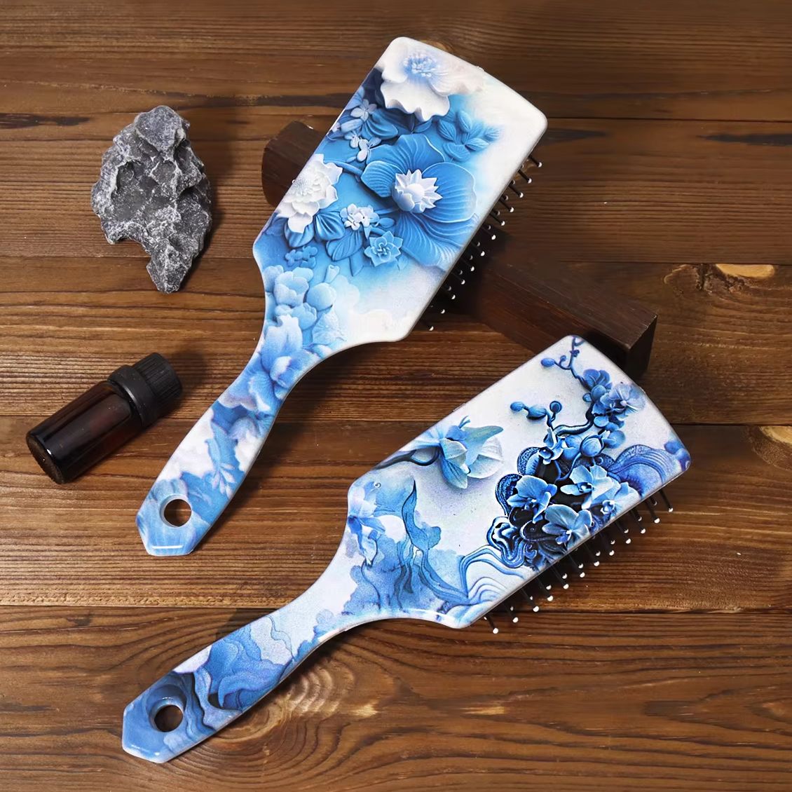 1pc Vivid Relief Flower Pattern Air Cushion Hair Comb Nylon Comb, Comfortable Massage Comb, Special for Real Hair