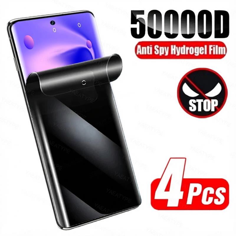 4Pcs Privacy Hydrogel Film For Redmi Note 14 Pro / Note 14 Pro Plus Full Cover Screen Protector Without Fingerprint Ulock