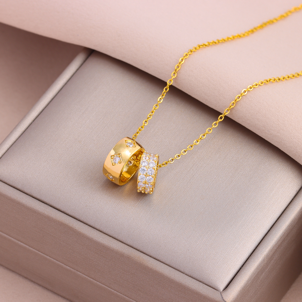 New Luxury Zircon Crystal 26 English Letters Stainless Steel Necklaces For Women Trendy Female Choker Chain Jewelry Wholesale