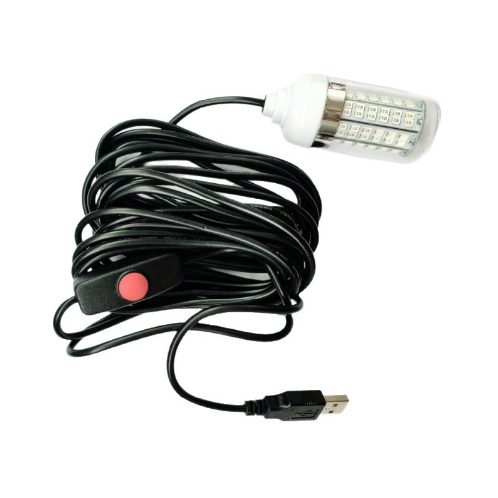 5V Underwater Fish Lure Lamp Green/white/blue/warm Light USB LED Fish Finder Light With 5m Line Raft For Night Fishing Parts