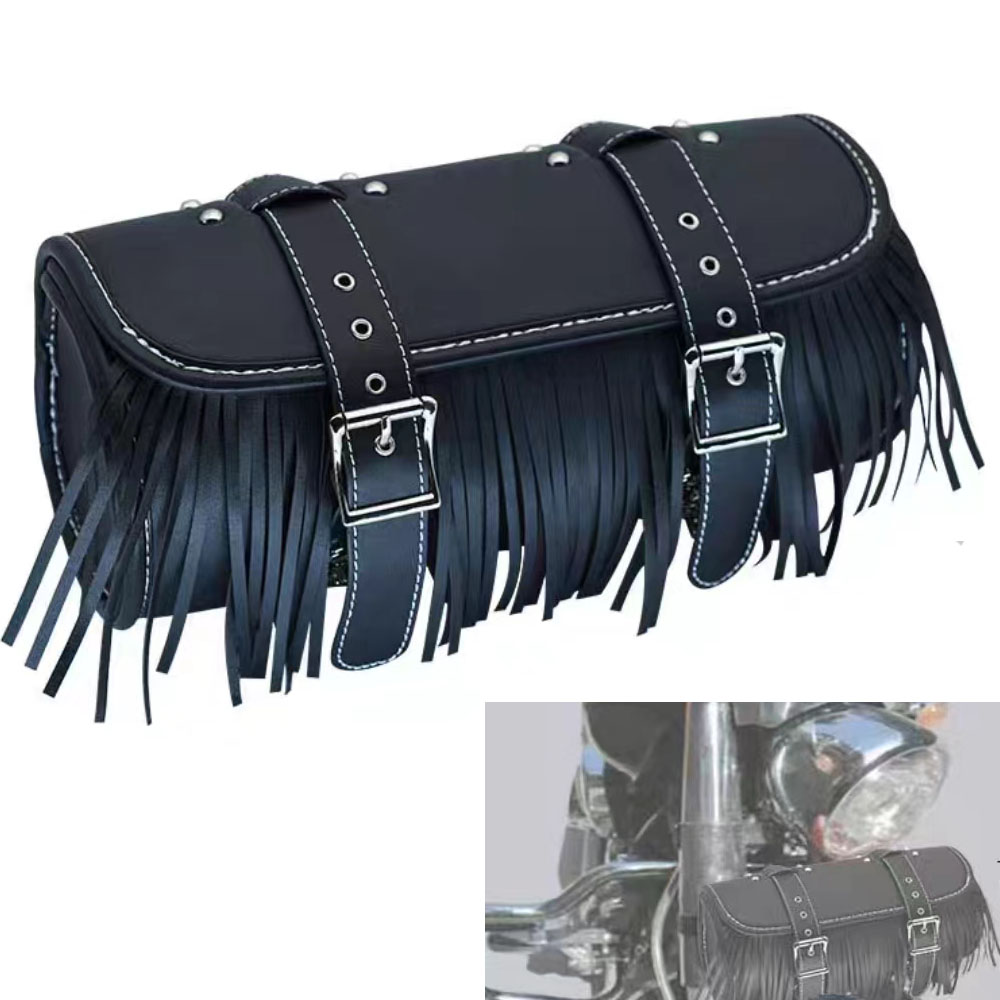 Universal Motorcycle Black Retro Tassel 7L Headband bag Side Waterproof Luggage Bag Tail bag Tote Bag For Touring Outdoor