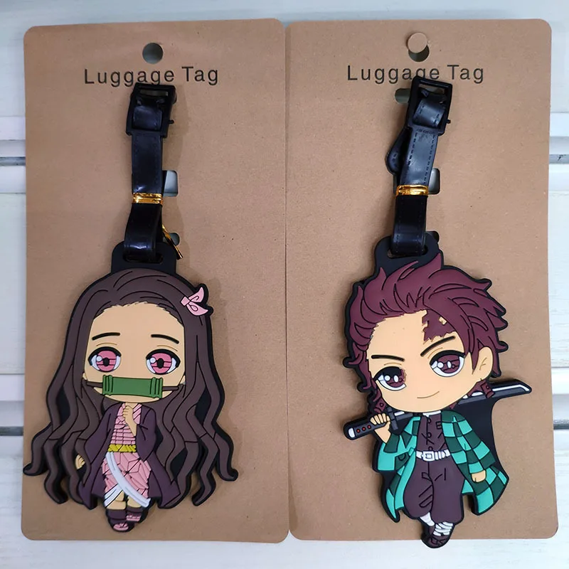Popular "Demon Slayer" luggage tags, cartoon character design, flat mouth, easy to use, made of PVC