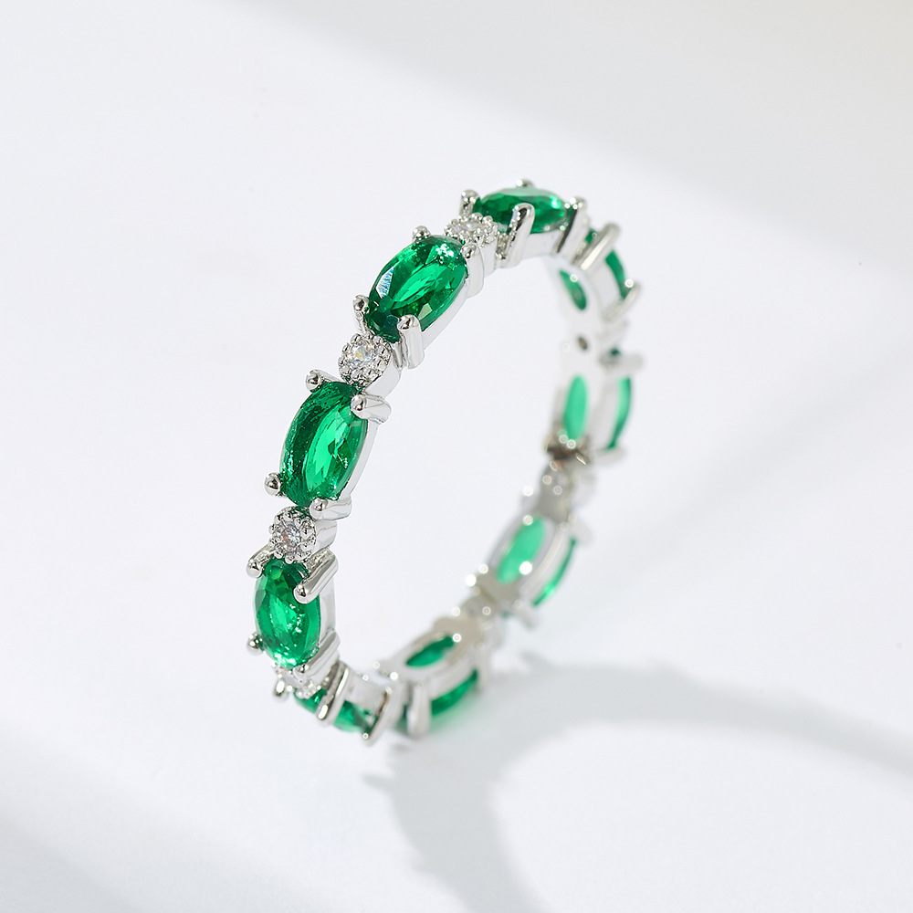 Dainty Green Crystal Promise Ring with White Zirconia Vintage Statement Jewelry for Women Meaningful Wedding Anniversary s