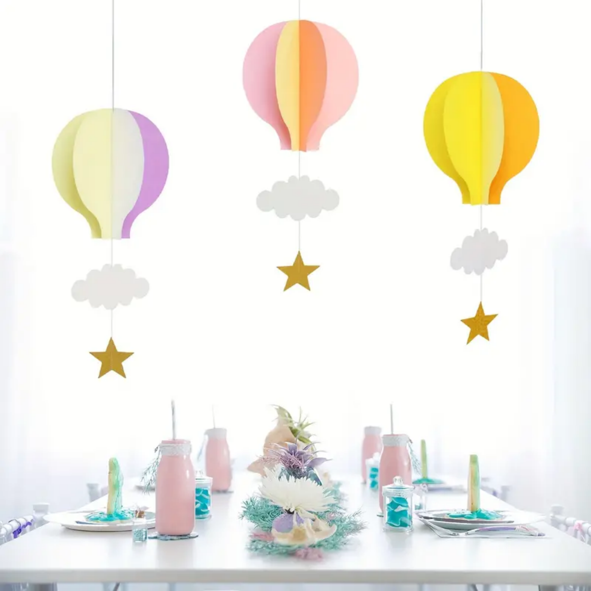 1pc 3D Hanging Decoration For Wedding, Festival, Birthday Party. Hot Air Balloon And Cloud Shaped Window Pendan pen gpt