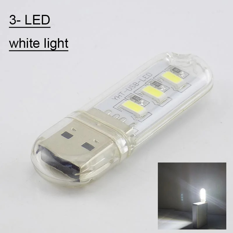 1PC Portable Mini 3 LED 5V USB DC Warm White Lamp Book Reading FLashlight Night Light Lighting for Lighting Computer