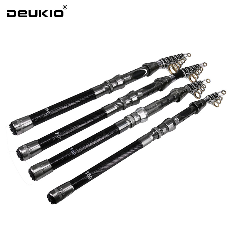 DEUKIO Telescopic Rock Fishing Rod Spinning Fly Carp Feeder Carbon Fiber 2.7M 2.4M 2.1M 1.8M 1.5M Mini Travel Rod Reel Seat