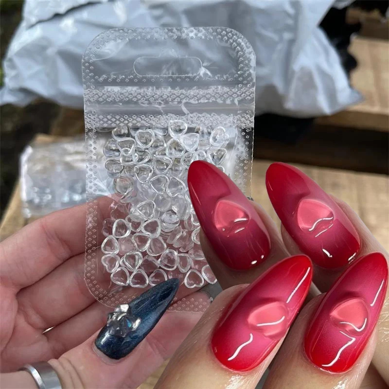 100-400pcs Clear Crystal Rhinestones Jewelry Love Heart Nail Charm For Nail Art Decoration Clear Resin Valentine'S Day Nail