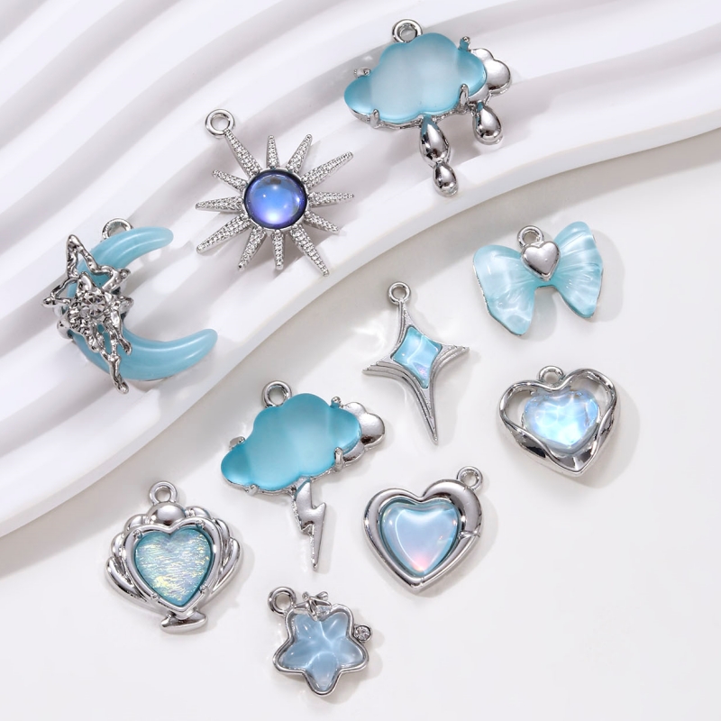 5pcs New Fashion Star Bow Heart Cloud Summer Cute Enamel Pendants Exquisite Pretty Style For Making Handmade DIY