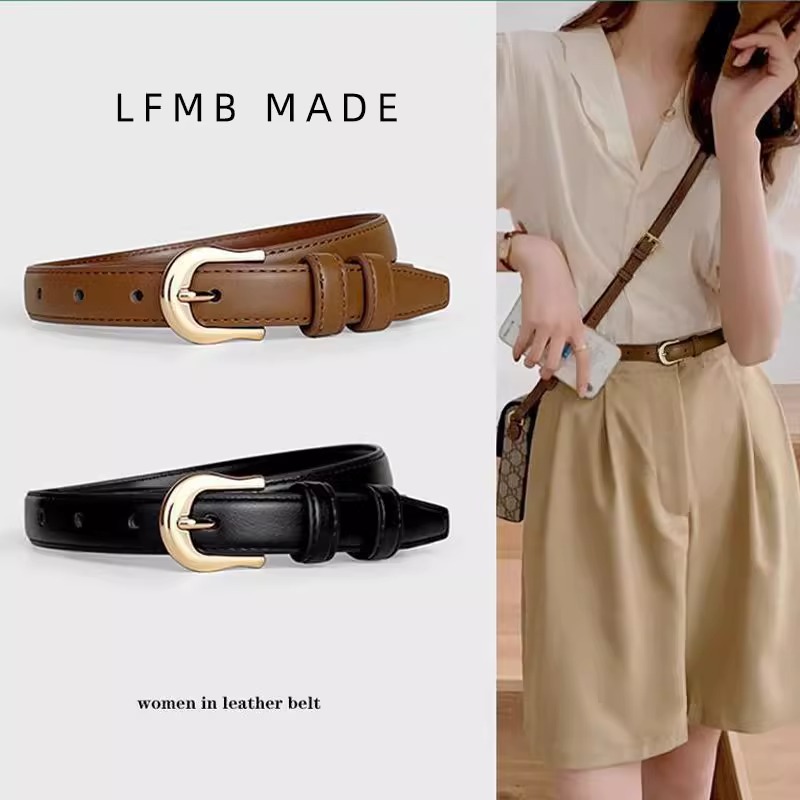 Belt summer brown belt with finely matched western pants simple and changeable belt 2025 new fashion decoration