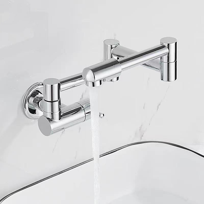Solid Brass Wall Mounted Pot Filler Sink Single Cold Water Faucet Tap Folding Swivel Tap