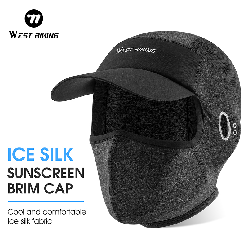 WEST BIKING 2-in-1 Ice Silk Sunscreen Brim Cap Breathable Moisture Absorbing Elasticity Fishing Travel Cycling Mask for Summer