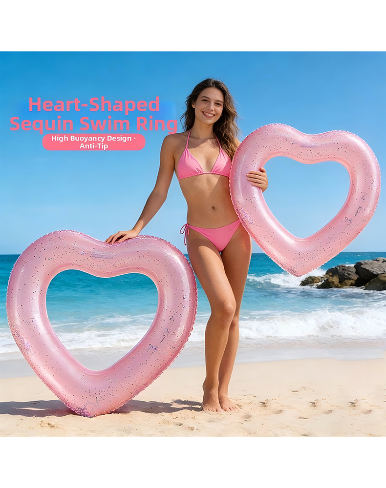 Heart Shape Inflatable Swim Ring Love Heart Pool Float Swimming Ring For Summer Beach Pool Party