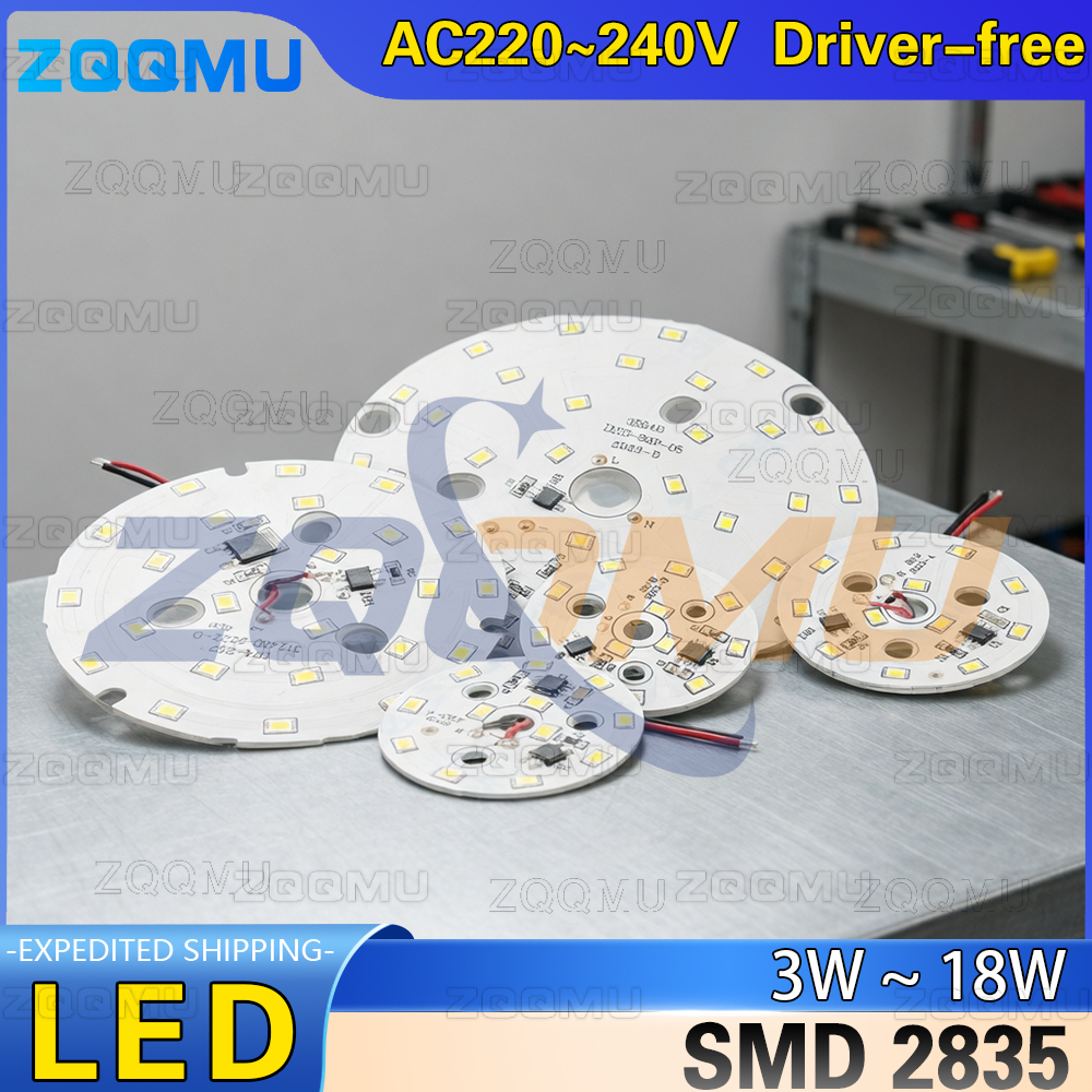 220V Driver-free LED Chip 3W 5W 7W 9W 12W 15W 18W High Voltage Round Panel Board DIY Light Source Module AC Direct Connection