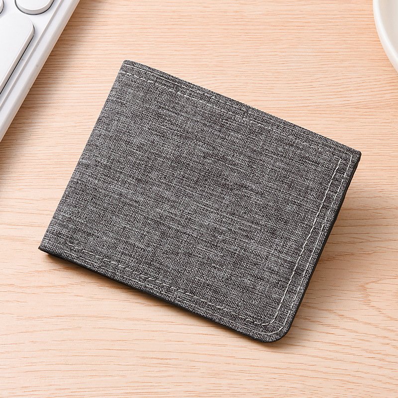 Men's Short Zipper Wallet Canvas Wallet Men's Unlabeled Ultra Thin Denim New Style