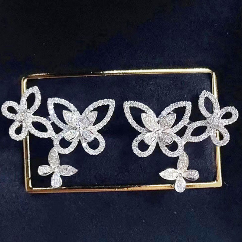 Huitan Chic Butterfly Earrings for Women Delicate Daily Wear Ear Accessories Birthday Luxury Cubic Zirconia Jewelry