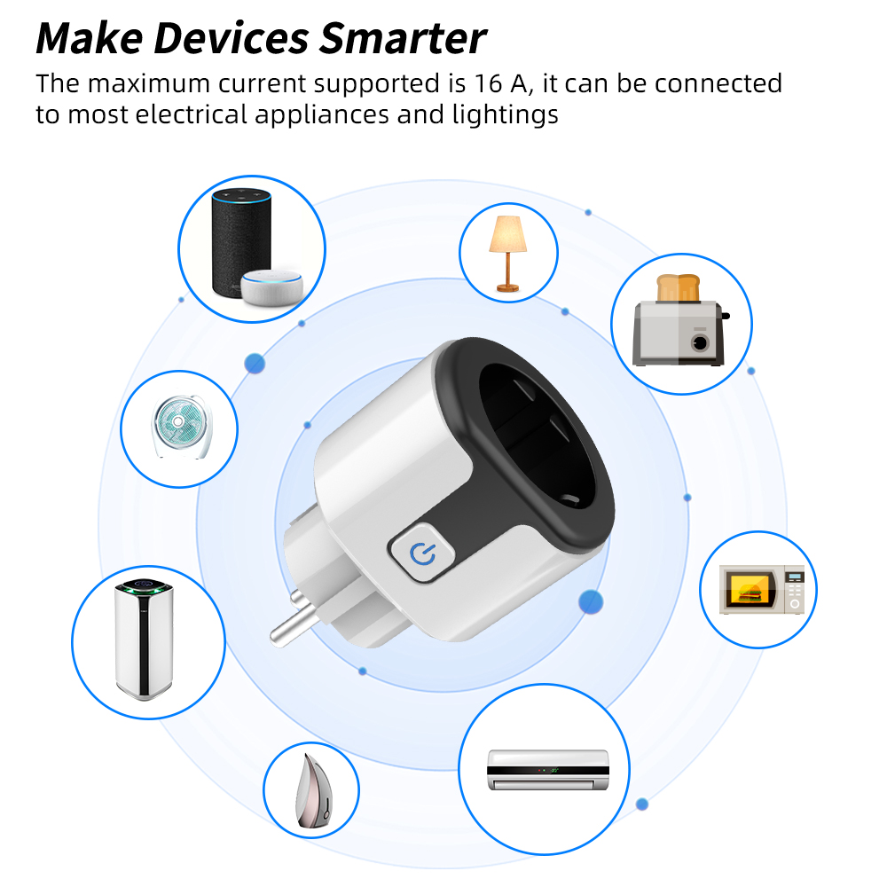 Smart Plug EU 16A/20A Smart Socket With Power Monitor Timing Voice Control Works Whit Alexa Home Alice