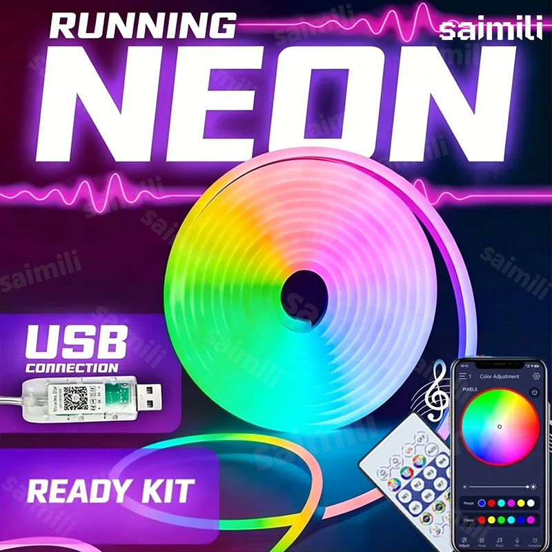 5V Smart RGB Neon Light Strip USB App/Remote Control Music Sync Waterproof Flexible for Bedroom Game Party Decoration lightify