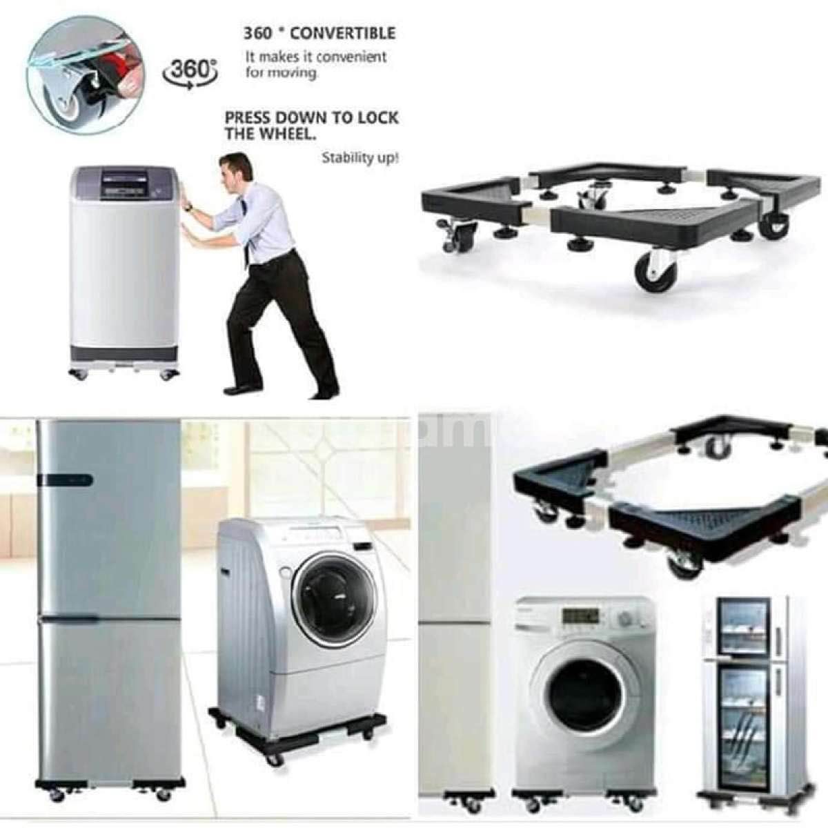 Roller Washing Machine Refrigerator Base Reinforced Retractable Movable Rack with Wheels Kitchen Fridge Base Bracket