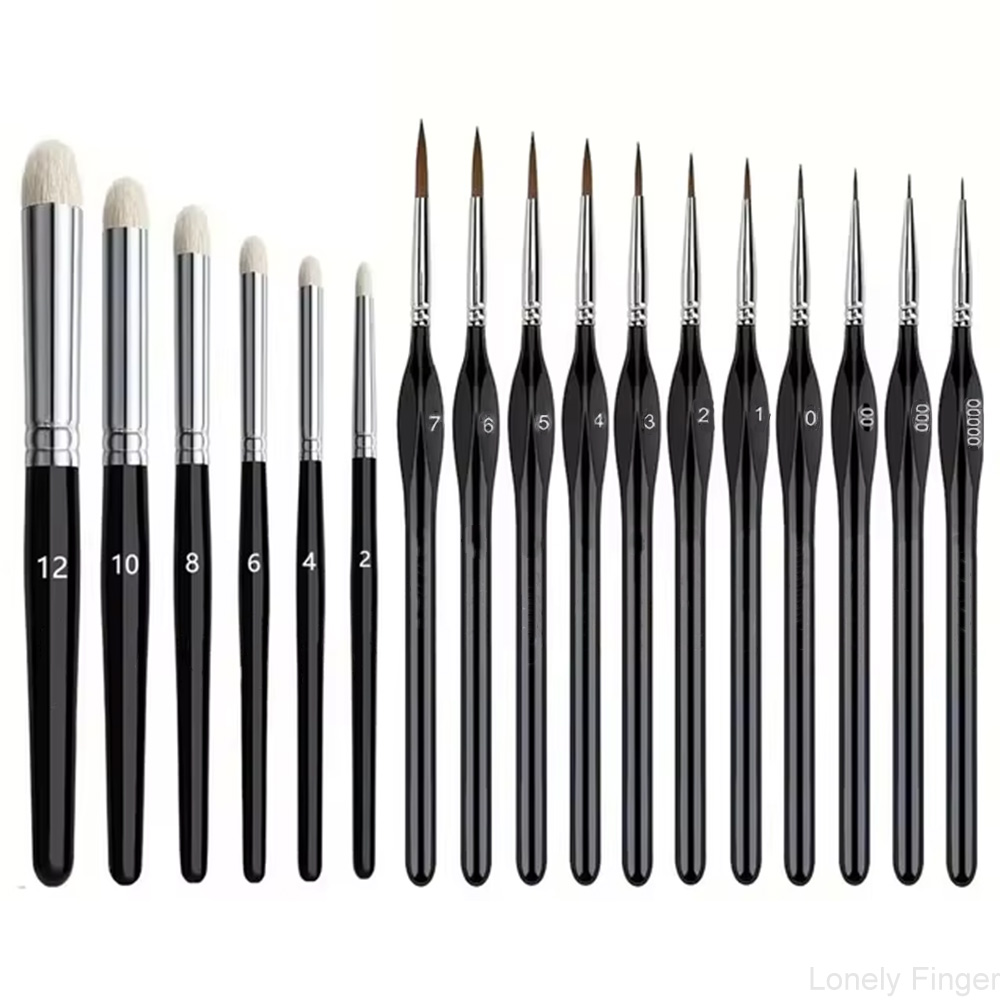 Miniature Dry Paint Brush Set, 1/3/6/11/17Pcs Dry Brushes with Wood Handle, Fine Detailing for Acrylic Oil Gouache Watercolor