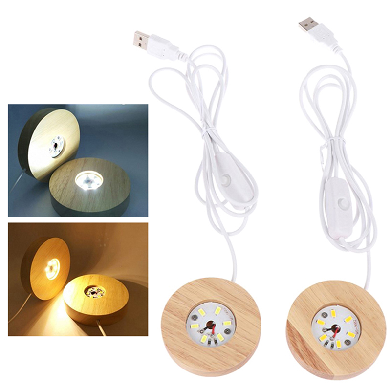 Wooden LED Luminous Base - Multifunctional Night Lamp Stand for Crystal Balls & Decor