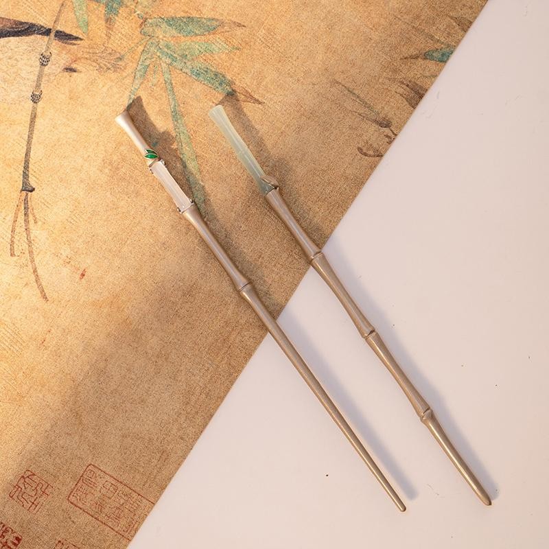 1pc Ancient style jade bamboo hairpin with a high-end feel, new Chinese style bamboo hairpin hairpin