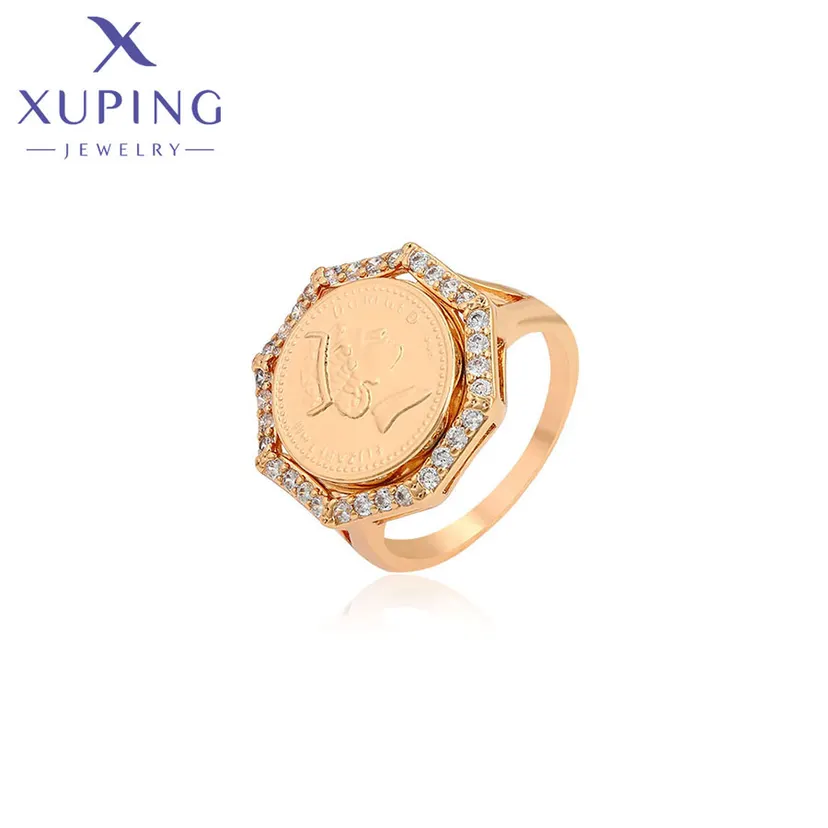 Xuping Jewelry Fashion Hot Selling European Uunique Copper Alloy Metal Gold Color Rings for Women Men Party 13393