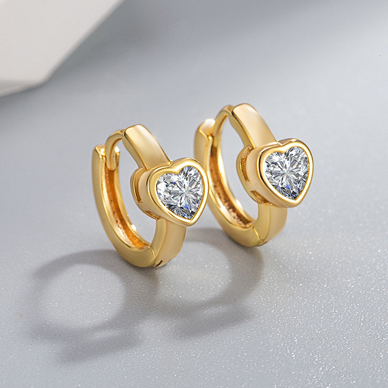 New 925 Sterling Silver Earrings Luxury 18k Heart High Quality for Women Wedding Jewelry Classic Female Accessories Party