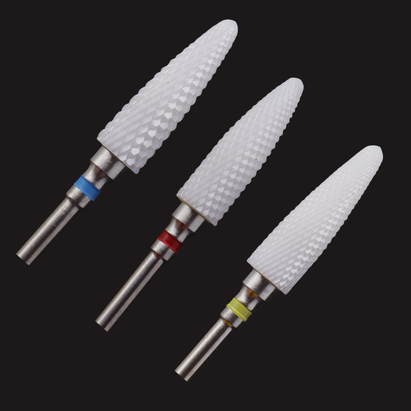 1Pcs Long Ceramic Nail Drill Bit 3/32" Rotary Burr Bits For Manicure Pedicure Electric Drill Accessories Nail Tools Milling