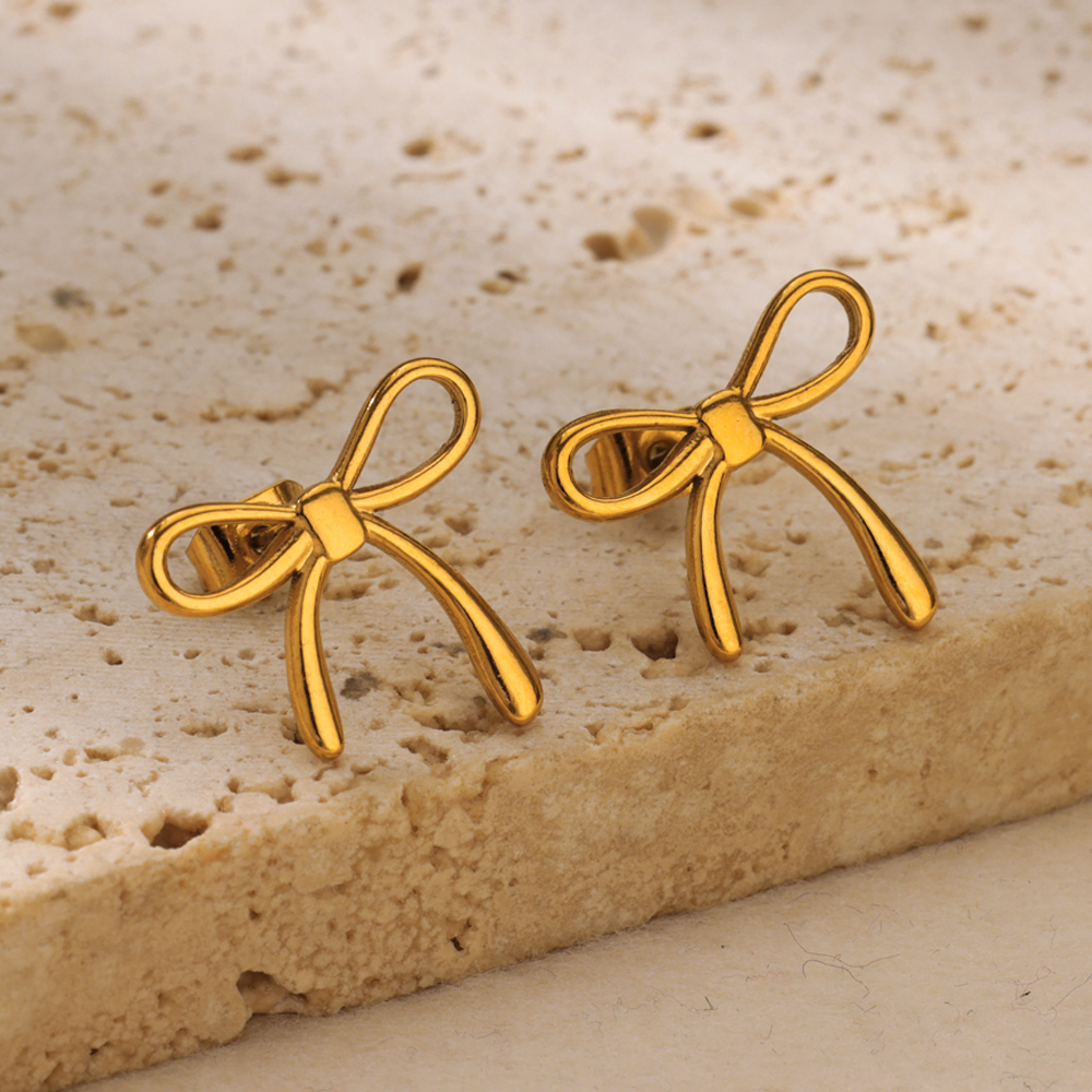 Sweet Cute Bow Earrings For Women Stainless Steel Gold Plated Bowknot Stud Earrings Valentine's Day Jewelry s 2026 New