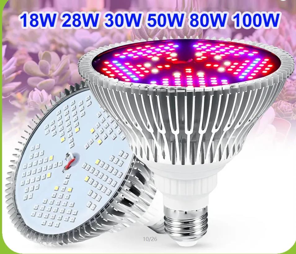 85-265V LED Full-Spectrum Plant Growth Bulb E27 Plant Lamp LED Lamp Indoor Flower Seed Hydroponic Growth Lamp