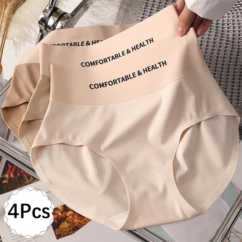 FallSweet 4PCS High Quality Women's Cotton Panties Seamless Briefs Plus Size Woman Lingerie Female Invisible Underwear M-XL