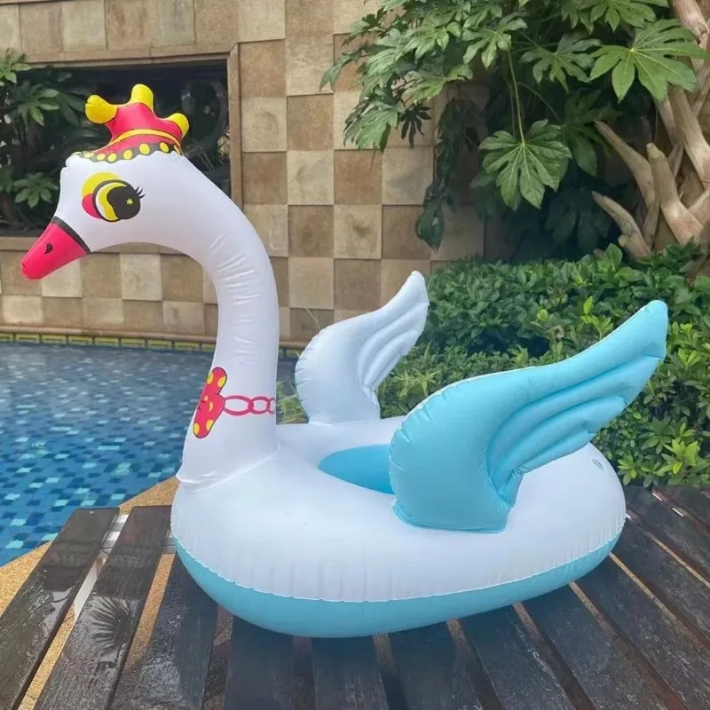 Baby Swimming Floating Seat Cartoon Flounder Frog Water Inflatable Toys PVC Summer Outdoor Pool Bathtub Sunshade Water Toys
