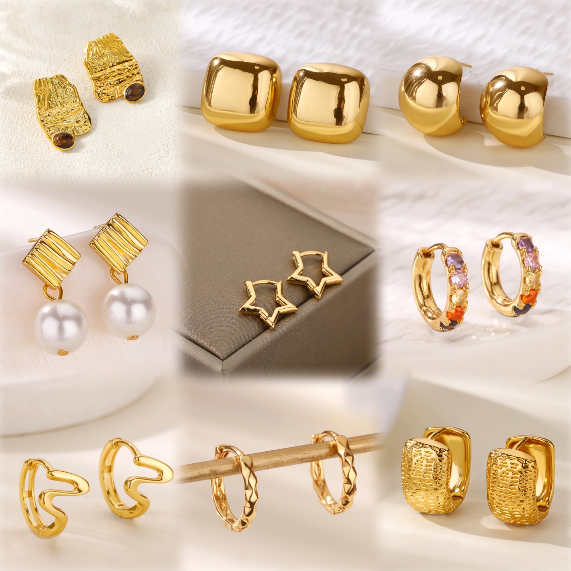 Stainless Steel Star Earrings for Women Girls Waterproof Wave Round Shaped Earrings Femme Statement Elegant Ear Jewelry Freeship