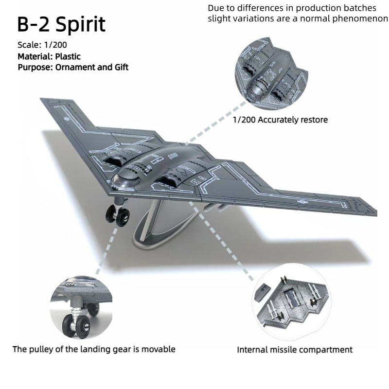 B-2 SPIRIT 1/200 Scale Assembly Plastic Model airplane (including base) Home placement, collection and decoration Gift