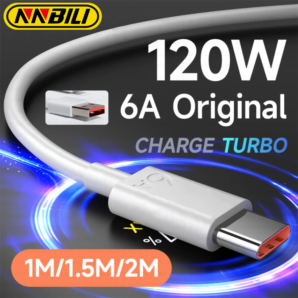 NNBILI For 120W USB Super Fast Charger Power Adapter Mi 15 6A Type C Cable POCO X5 X4 Pro Redmi Note 9 10 11 Charging