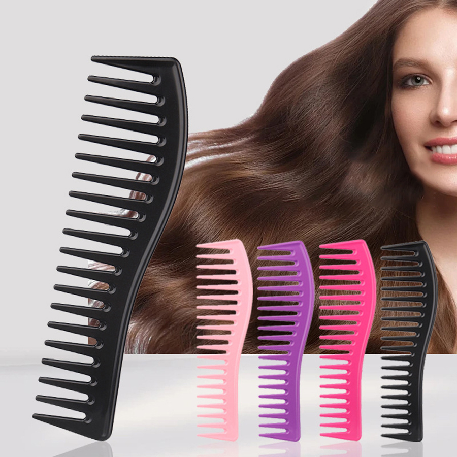 Curved wide tooth hair comb - anti-static, no handle design, suitable for all hair types,Special for real hair