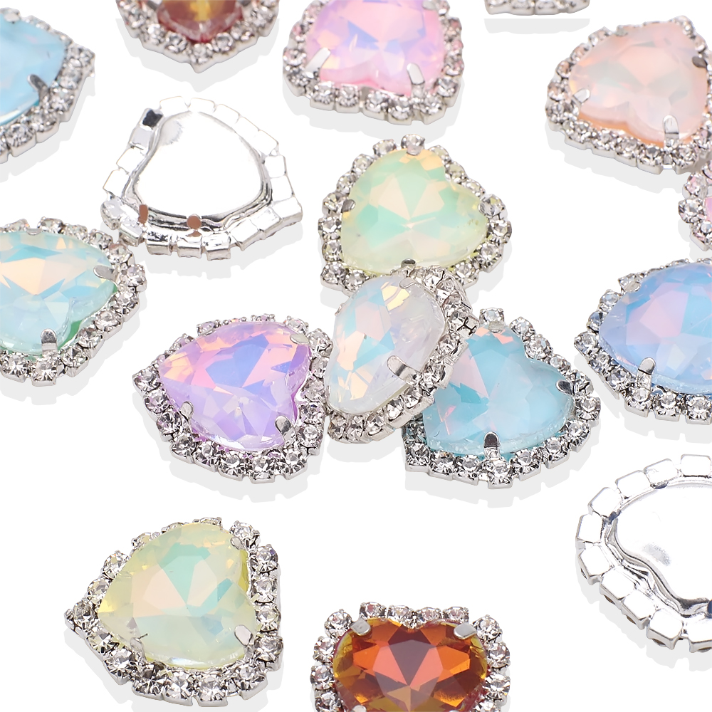 16mm 6pcs Crystal Heart-shaped Diamond Diamond Sewn Hand Diy Jewelry Accessories Clothing Footwear Hat Material High Quality