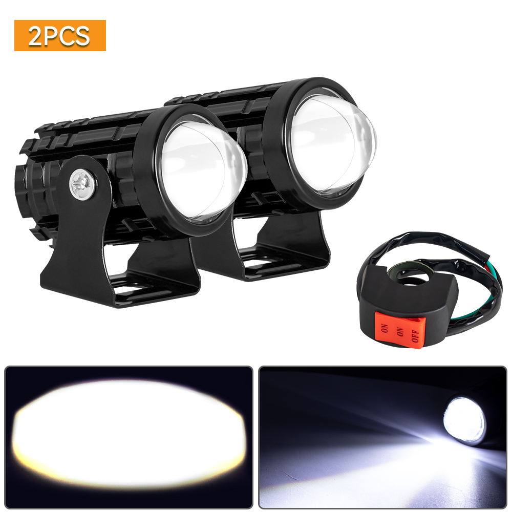 Motorcycle LED Headlight Dual Color Led Spotlights Projector Lens Moped Work Light Auxiliary Fog Lamp Accessories For Trucks Bles Online DZ-38C-23